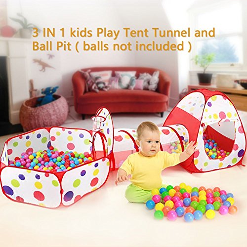 3-IN-1 Pop-Up Children Play Tent Kids Playhouse Tunnel Set Game House Multipurpose Play Tent for Toddlers Child Indoor & Outdoor Use