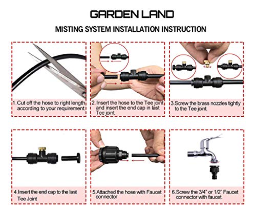 Finedayqi Outdoor Misting Misters Cooling System 33.3FT Misting Line for Patio Fan Garden
