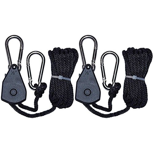 Lxyoug Horticulture 1/8" Grow Light Heavy Duty Adjustable Rope Hanger with 6.8 Feet Braided Rope at 150 lbs Capacity per Pair