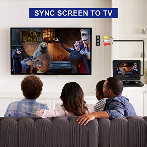 HAWKFORCE Professional Portable DVD Player, 10.1 inch Swivel-Screen DVD Player, Support CD/DVD/VCD/USB/Sync TV/Games, 5 Hours Rechargeable Battery, Portable Movie Player for Kids and Cars(Black)