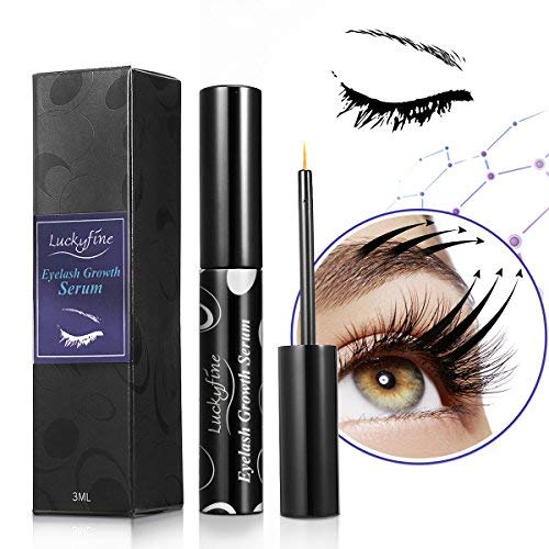 Eyelash Growth Serum, LuckyFine Natural-Eyelash Enhancer Serum For Fuller & Thicker Lashes & Brows - Supports Eyelash Growth, Eyebrow Growth - Perfectly Formulated For Results - 3 ml