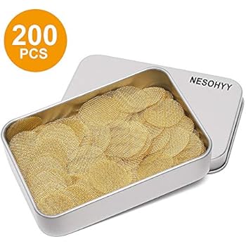 200 Pieces Pipe Screens Brass Screens Filters, Premium 1/2 Inch Pipe Filters with Metal Box