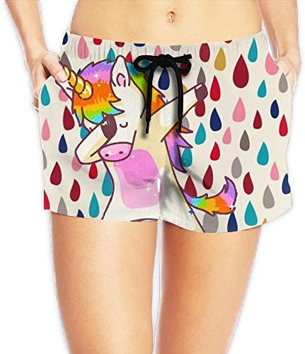GQOP DAB Rainbow Horse Women's Swim Trunks Board Short Beach Shorts