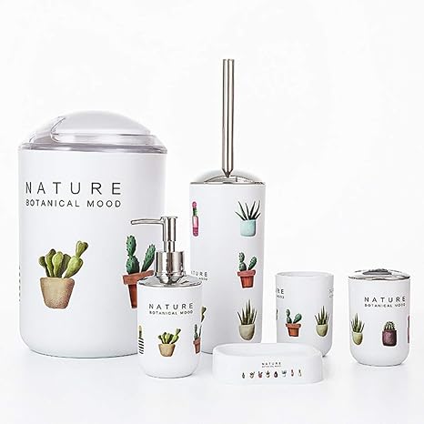 Inllex Bathroom Accessories Set 7 Piece Plastic Luxury Bath Vanity