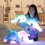 18'' (45cm)Pink Sea Animal Little Stuffed Toys, Sparkling Dolphin Plush Toy with Mix Color Changing LED Light