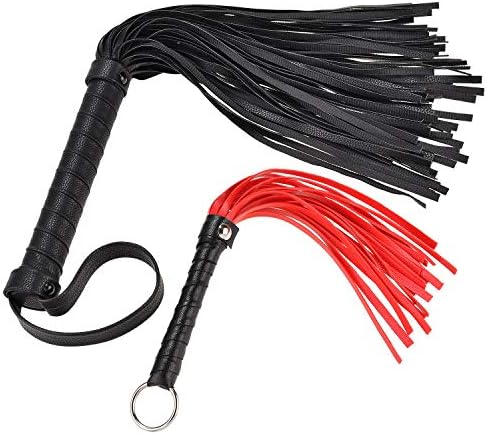 Keria Horse Riding Crop,Soft Faux Leather Harness Handle Riding Crop with Extra Small Black Red One