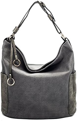 JOYISM Women Handbag Hobo Bags Shoulder Tote Purse Bags Top Handle PU Leather Bags With Side Zipper Pouch (Grey)