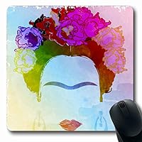 Ahawoso Mousepads for Computers Makeup Watercolor Abstract February 26 Graphic Representation Attractive Frida Adult Artistic Design Oblong Shape 7.9 x 9.5 Inches Non-Slip Oblong Gaming Mouse Pad