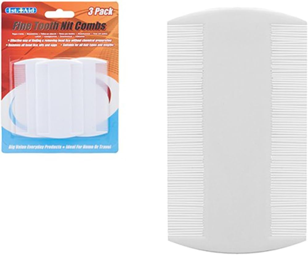 PMS Premium White Fine Tooth Nit Combs - Pack of 3 for Lice Removal