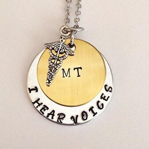 Medical Transcriptionist necklace - MT - I hear voices - transcription - transcriber - scribe