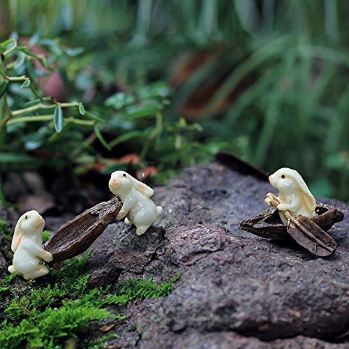 yanQxIzbiu Garden Resin Decor, Miniature Resin Rabbits Cabbage Figurine Micro Landscape Garden Decor Statue - 1#