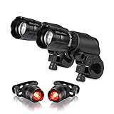 Night Eyes-Ultra Bright 500Lumen XML-T6 LED Bicycle headlight-Extremely Bright LED Flashlight -Fit All Bike - with Free Alumium Taillight Bonus-Easy Install No Need Tool-2 PACK