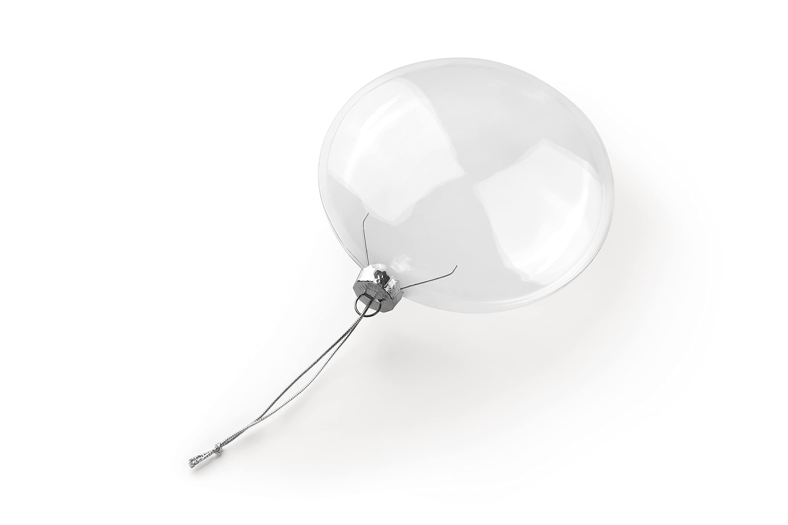 6 x 10cm Round Flat Clear Glass Christmas Baubles DIY