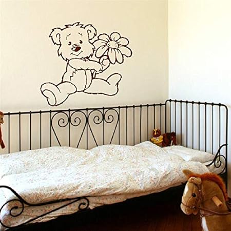 Chambre D Enfant Bebe Ours En Peluche Peinture Murale Geant De Transfert Art Pochoir Autocollant Chambre Autocollants Pour Enfants Mignon Mur Autocollant 46 50 Cm Amazon Fr Cuisine Maison