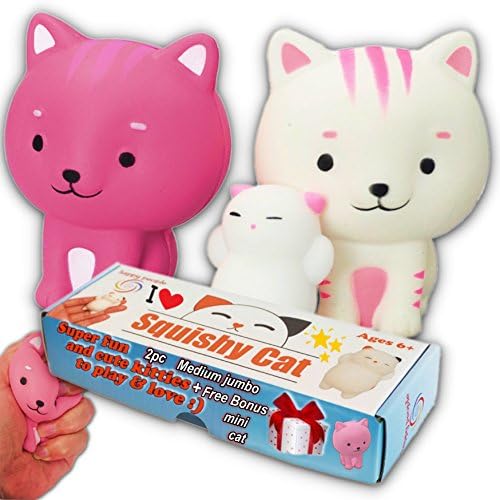 mochi squishy toys, slow rising squishies Medium jumbo stress relief cats toys, Free Bonus cute mini kawaii cat,Kids Love These Perfect Charms Gift for Children and Adult, fidget mochi squshiys Doll