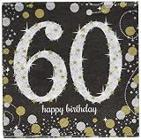 Amscan COMINHKPR98234 Sparkling Paper Napkins, 1 Pack, black, gold, silver