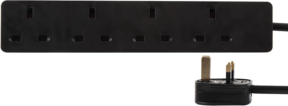 PRO ELEC PELB1413 4-Gang Mains Extension Lead 20m Black 13A