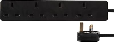 PRO ELEC PELB1407 4-Gang Extension Lead 1m Black