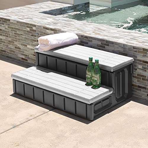 XtremepowerUS Universal 2Step Spa & Hot Tub Step with Storage