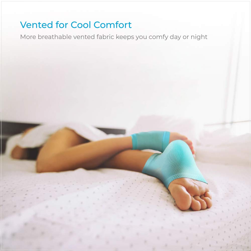 NatraCure Vented Moisturizing Gel Heel Sleeves - (Skin softening footcare treatment socks for Cracked heels, Dry feet, Foot calluses, Rough heel socks - (608-M CAT) - Color: Aqua Blue - Size: Regular : Beauty