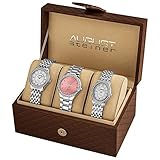 August Steiner Women's AS8063SS Dazzling Diamond Swiss Quartz 3 Watch Set