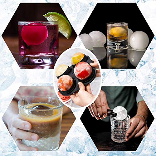 Olywee 3er Pack Eiswürfelschalen-Schwarzes Silikon 4 Riesen Eisball Würfelhersteller + 3D Schädel Eisbehälter Schädel… – Bild 7