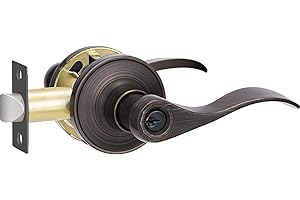 Supstron 1 Pack Entrance Door Handle, Oil Rubbed Bronze Reversible Door Lever Perfect for Interior Door and Closet, Traditional Wave Style Keyed Entry Door Lock