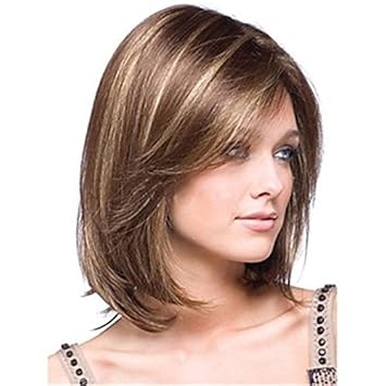 Kalyss Short Brown Blonde Highlights Heat Friendly Synthetic Hair