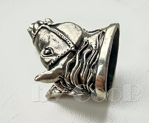 CooB - by Finger Guard & Knives Knife Pommel Bolster Silver/Bronze for Custom Handle Knife Making + Branded Lucky Dice Bead for KNIFE LANYARD, PARACORD BRACELETS in GIFT! (HORSE) - Thumbnail 3