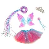 4 Piece Sparkling Magic Hot Pink and Blue Fairy Princess Set Plus Our Gift Bag