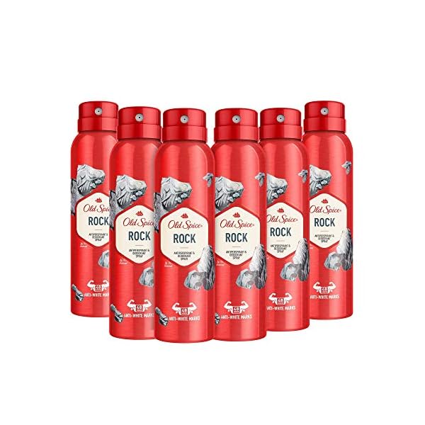 Old Spice Rock Antiperspirant and Deodorant Spray 150 ml, Pack of 6