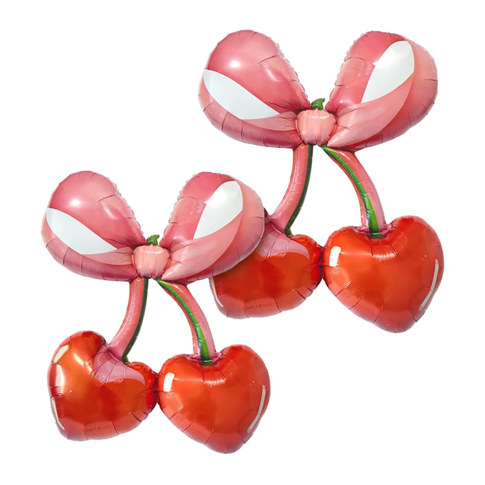 Photo 1 of 2pcs 42 Inch Red Cherry Bow Foil Balloons Arch Garland Summer Berry Fruit She's the Cherry on Top Themed Party Balloon for First Birthday Baby Shower Tree Balloons Decor Party Decorations Supplies