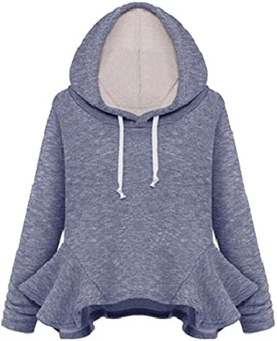 YUMiiiooo Graceful Women's Casual Sport Solid Color Hoodie Fleece Sweatshirt Light BlueUS-XS