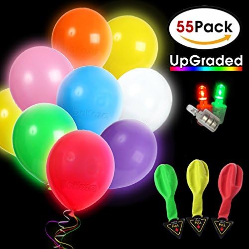55 Pack Glow In The Dark Balloons Mixed Colors Led Light Up Balloons for Christmas Party Birthday Wedding Decoration by DaKoza
