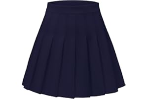 Shestellar Stretchy Short Pleated Skirts for Women Cheerleader Uniform High Waist A-line Mini Skirt