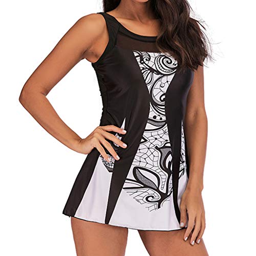 iYBUIA Tankini Plus Size Swimsuits for Women with Shorts Beachwear Padded Swimwear Black,White
