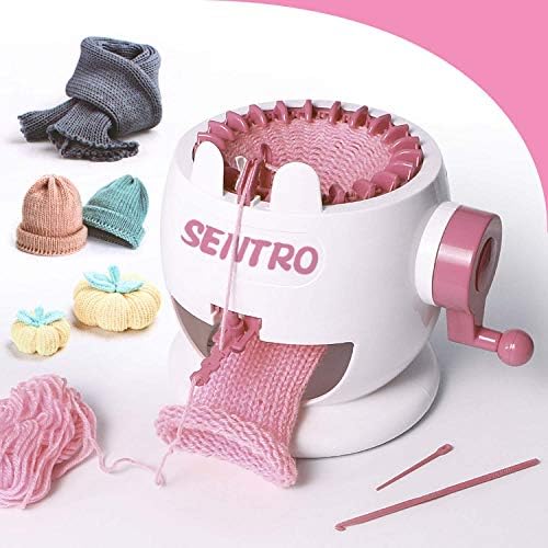 Knitting Machine, 22 Needles Smart Weaving Loom Round Knitting Machines, Knitting Board Rotating Double Knit Loom for Sock/Hat, Knitting Loom Machines Kit Weaving Loom for Adults or Kids (Light Pink)