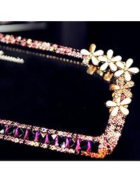 Marco de espejo retrovisor para coche con diamantes brillantes y mariposa FULL WERK. Adornos ostentosos para niñas y mujeres. Interior de coche elegante. El mejor regalo de cumpleaños o festividades, Púrpura