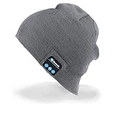 Momoday Bluetooth Music Soft Warm Beanie Hat Cap with Stereo Headphone Headset Speaker Wireless Mic Hands-free for Men Women Speaker Winter Outdoor Sport Best Gift (Light Grey)