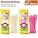 HOMSSEM Kids Waterproof Household Natural Rubber Latex Cleaning Wash Gloves (Pink+Ivory 2Pack)