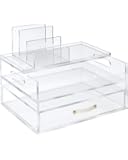 RUSSELL+HAZELAcrylic Medium Solution Set, Clear and Gold-Toned Hardware, 12.5” Wide x 10.5” deep x11” Tall