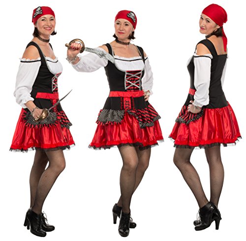 Brandsseller Damen Verkleidung Kostüm Piratin - enthält Kleid und Piratenkopftuch - für Karneval Fasching Halloween - L… – Bild 7