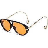 LASPOR Oversized Aviator Sunglasses for Women Vintage With Adjustable Earring Large Big Frame Ladies Shades