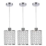 Cuaulans 3 Pack Crystal Pendant Light, Modern