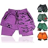 CROWN Anime Shorts - Breathable Mesh Stretch Compression Gym Short with Pockets and Towel Holder