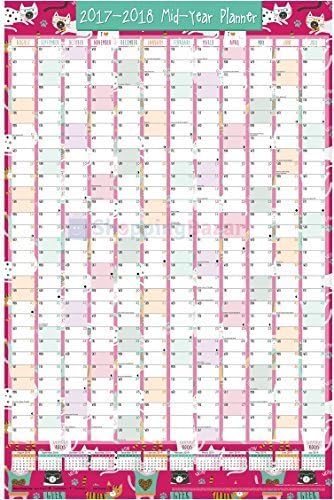 A2 (594 x 420mm) Size 2019-2020 Academic Mid Year Wall Planner Calendar with Pen Stickers Unmounted