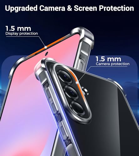 FLLAO 4 in 1 Case for Samsung Galaxy A37 5G with 2 Screen Protector and 1 Camera Lens Protector, [Built-in Air Pad] Anti-Shock Anti-Scratch Case, Transparent