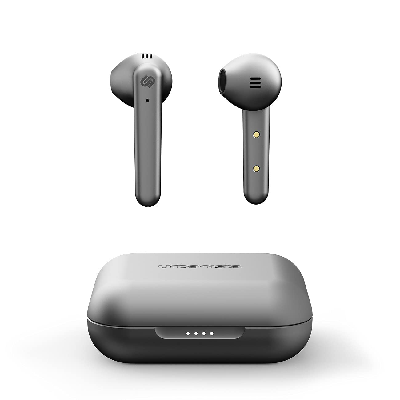 Urbanista Stockholm Plus True Wireless Earbuds - Over 20 Hours Playtime, IPX4 Waterproof Earphones, Bluetooth 5.0 Headphones, Touch Controls & Enhanced Microphone for Clear Calling, Titanium