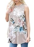 Dokotoo Womens Summer Ladies Casual Sleeveless Floral Juniors Tank Blouses Plus Size Grey XX-Large