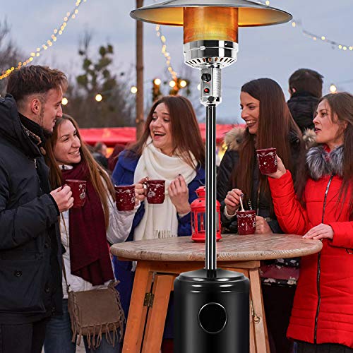 Bathonly Environmentally Safe Patio Heaters Garden Heater with Wheels for Moving Around, Tilt Auto Off Setting,38000BTU Outdoor Heater - Black...